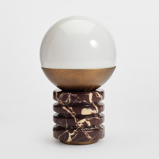 Lampe de table en marbre calcite avec abat-jour en opale